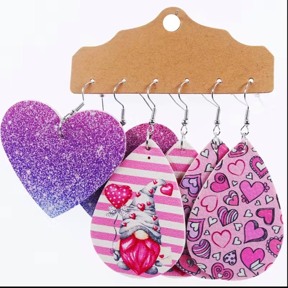 Women’s Valentines Day Dangle Earrings 3 Pack - Picture 1 of 1